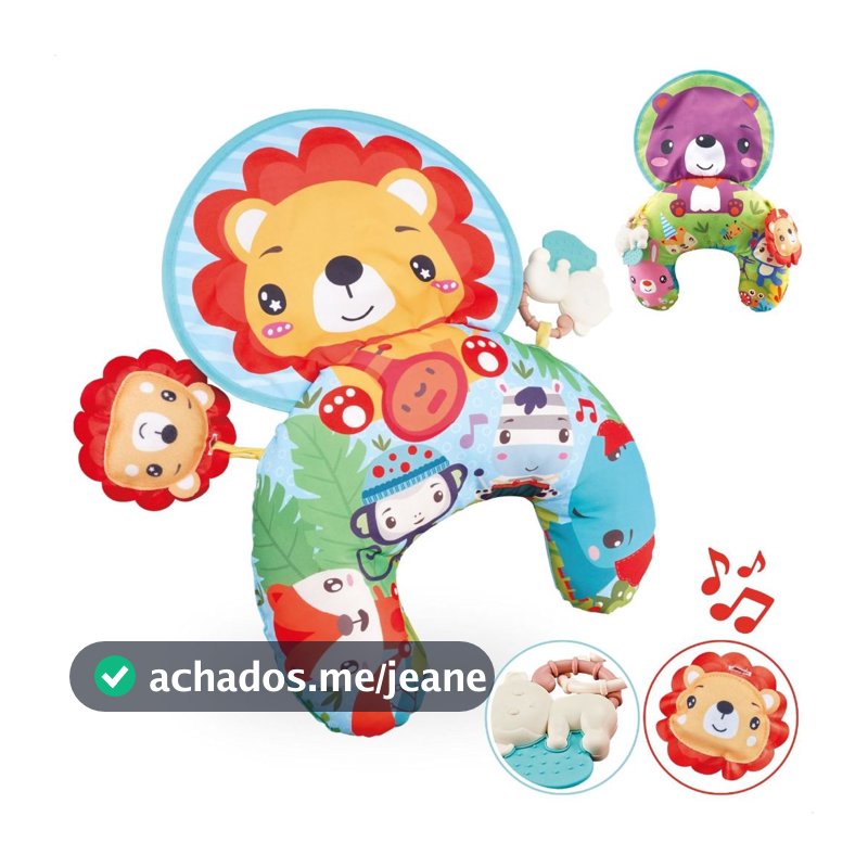 Almofada Interativa Com Acessórios Conforto Bebê Chocalho Infantil Brinquedo com Som