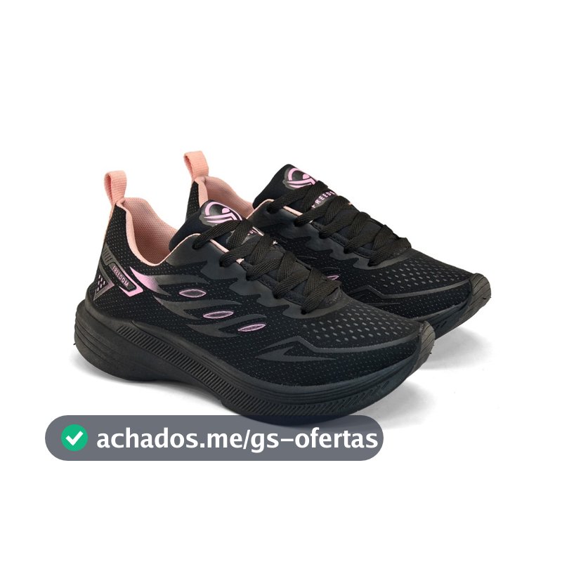 Tenis Feminino Escolar Academia Original FREEDOM Corrida Caminhada Lançamento PRETO ROSE BEBE