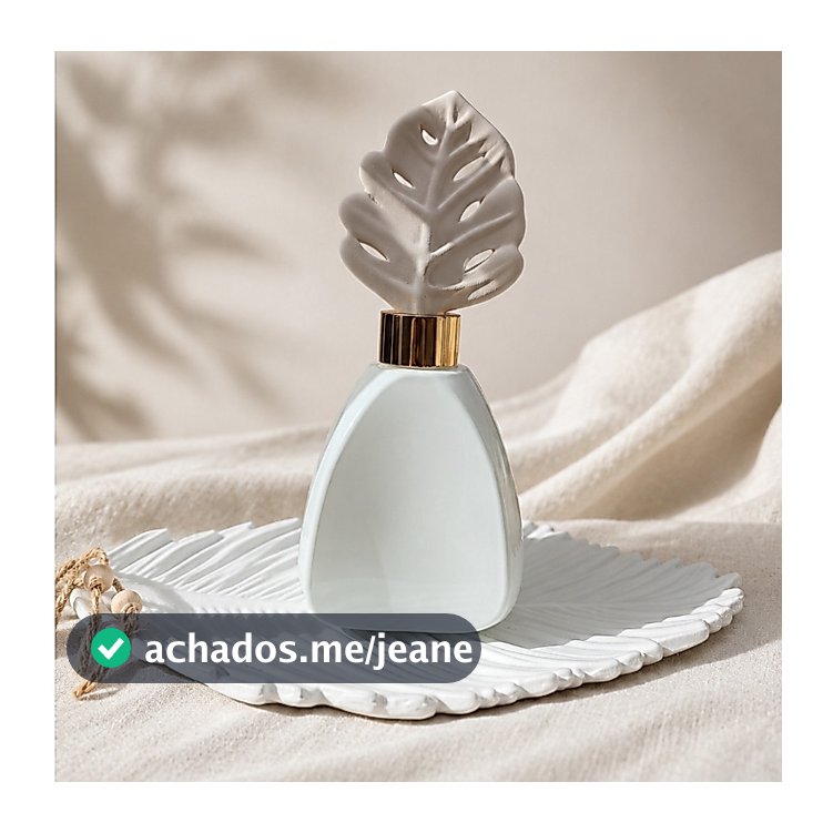 Frasco de Vidro c/ Folha Difusora Cerâmica Chá Branco Inspirado em TBulhões 250ml