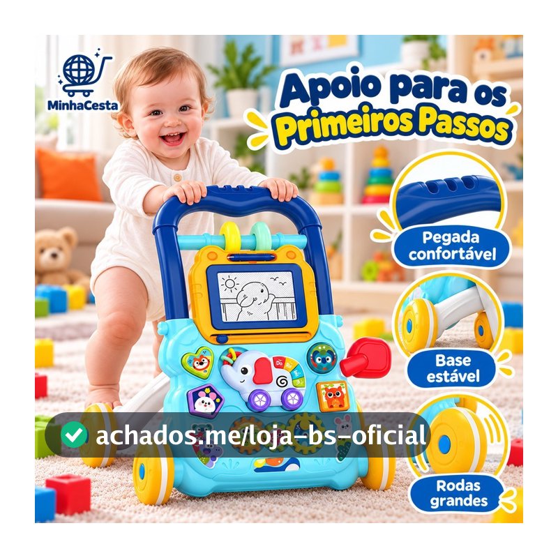 Andador Didático Bebê Empurrador Musical Didático Educativo Quadro Magico Educativo Infantil Baby-P20