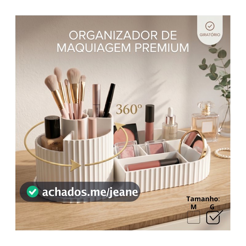Organizador de Maquiagem Grande Giratório 360° Premium Porta Pincel Perfume Cosmético Penteadeira