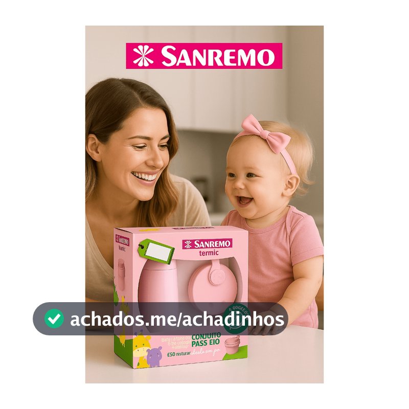 Kit Passeio Infantil Sanremo – Garrafa Térmica 250ml + Pote Leite em Pó 3 Divisórias (Rosa ou Azul)