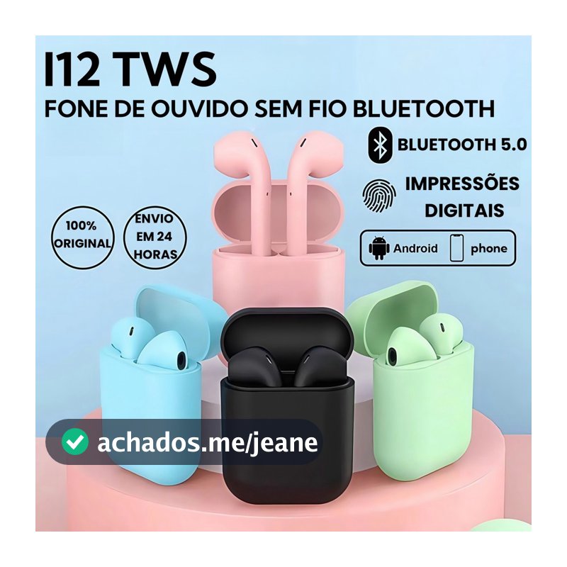 i12 TWS Fone De Ouvido Bluetooth Sem Fio Com Fones Estéreo Intra-Auriculares Microfone Para Jogos Esportivos Xiaomi
