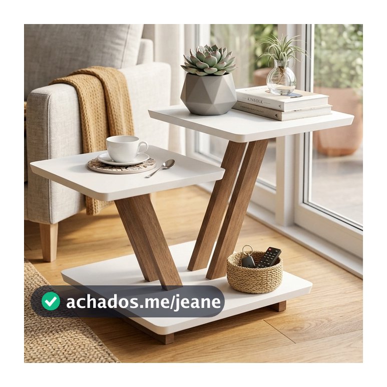 Mesa De Centro Laguna Quadrada Sala de Estar Decorativa Moderna Mdf  Luxo com Design Contemporâneo