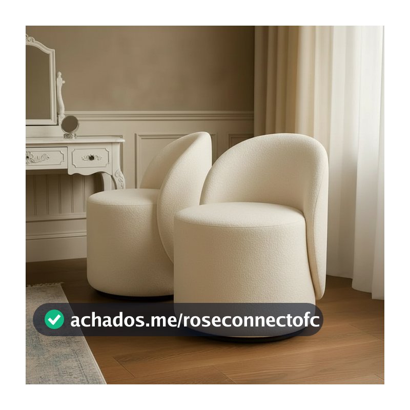 Kit 2 Bancos Decorativos Pufes Sala E Quarto Penteadeira Com Encosto Boucle Flat Interiores