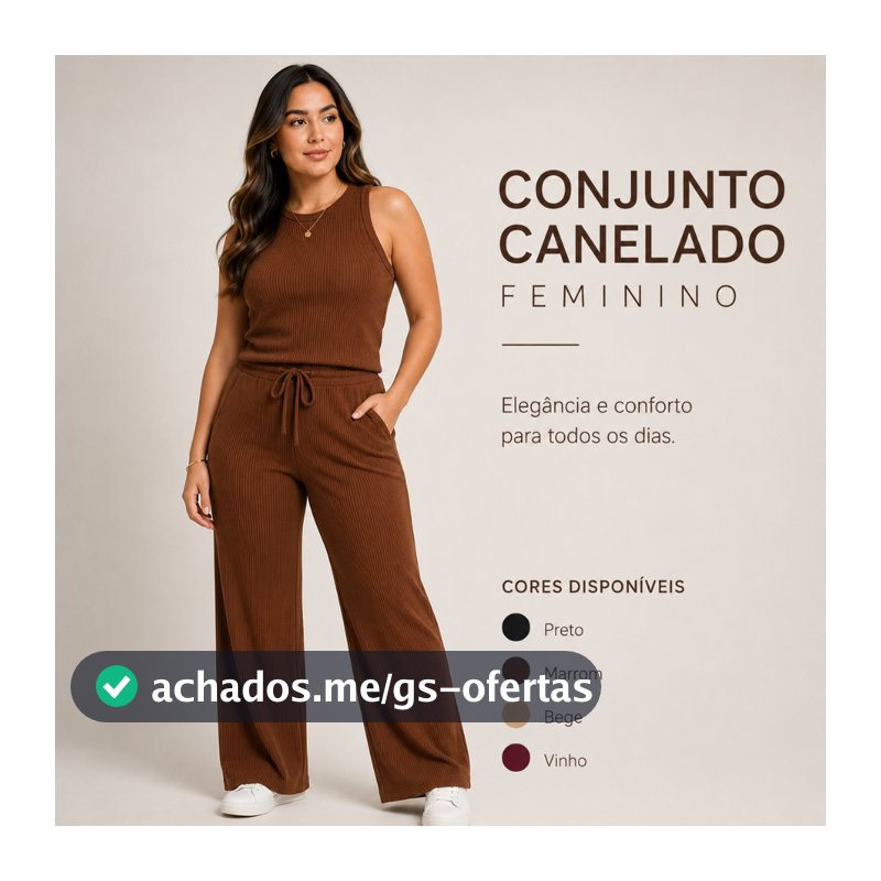 Kit Calça Wide Leg Pantalona Bolsos + Regata Plus Feminino