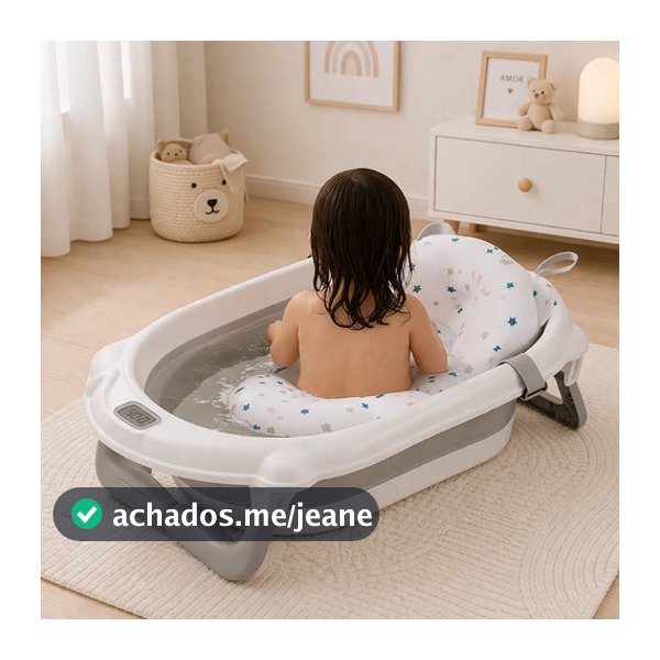 Banheira de Bebê Dobrável com Termômetro Flexível Antiderrapante