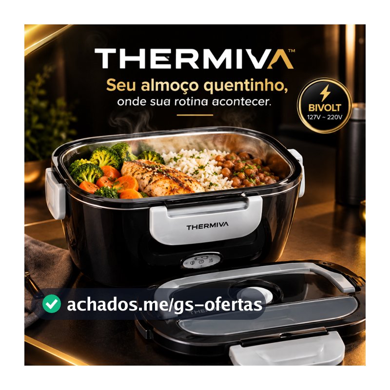 Marmiteira Elétrica Thermiva Bivolt Portátil Térmica para Trabalho e Faculdade Preta