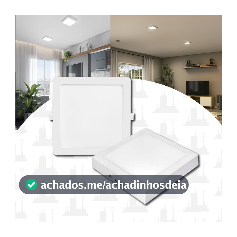Luminaria led 12w/18w/24w Emb/Sobrepor Quadrado Plafon painel Frio 6500K Bivolt LED FACTORY
