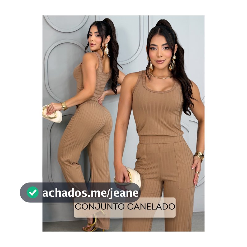 Conjunto Canelado Premium Com Calça Pantalona Flare e Blusa Regata Elegante Casual Confortável Verão