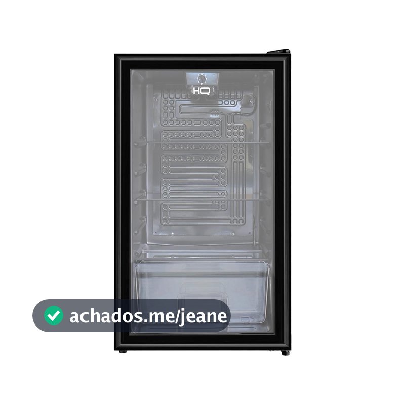 Frigobar Expositor Vertical HQ Vidro Duplo 95 Litros Preto HQ-95FBPV 127V