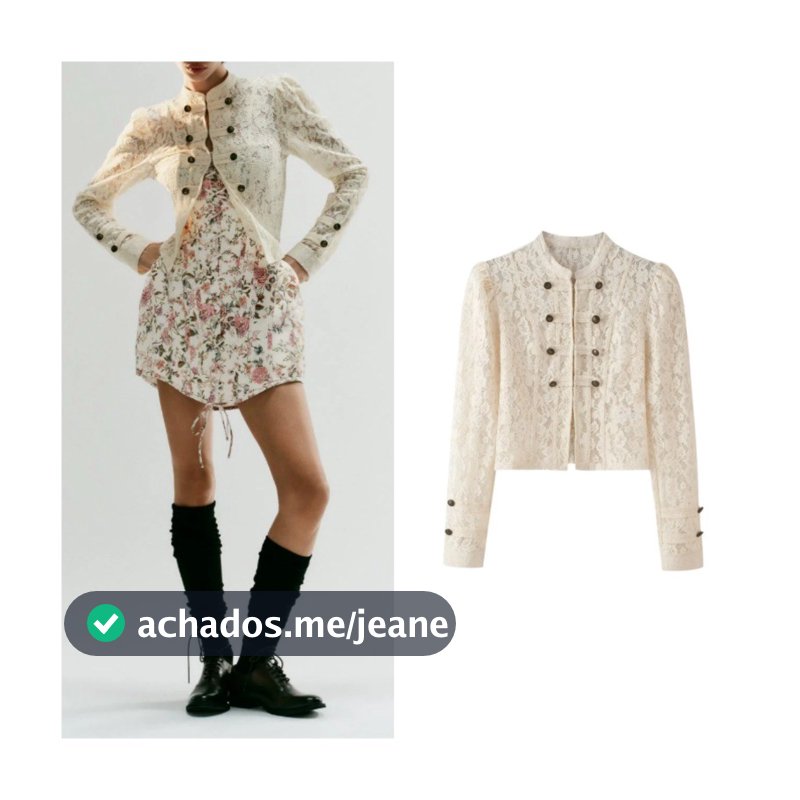 Almofadas de Ombro Manga Longa Decoração em Camadas Blazer Curto Aberto 7780733