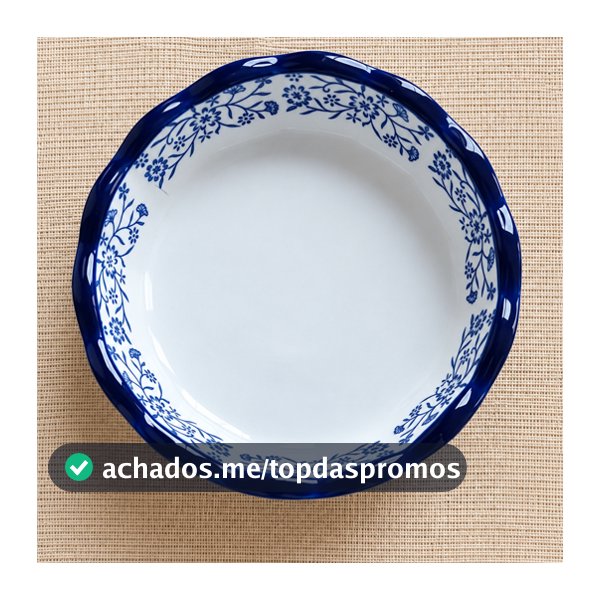 Assadeira pequena redonda de porcelana com borda ondulada - Floral Azul - Danny Home | Assadeira em porcelana redonda