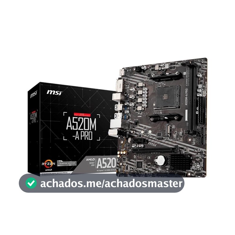 Placa-Mãe MSI A520M-A PRO, AMD AM4, mATX, DDR4, Preto - A520M-A PRO