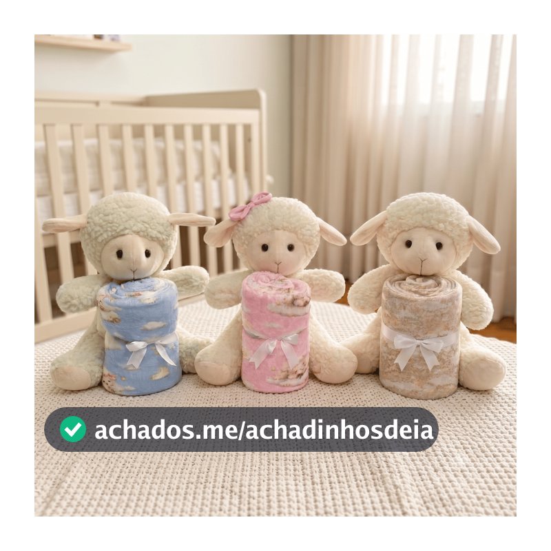 Kit Enxoval Bebê Manta Suave E Bichinho De Pelúcia Carneirinho Antialérgico Soninho E Conforto