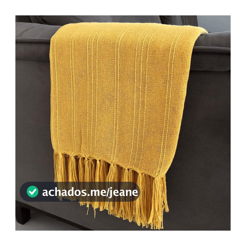 Manta Para Sofá Amarela Xale Decorativa 1,80 x 1,20 m 100% Algodão O Legitimo Tear Mineiro