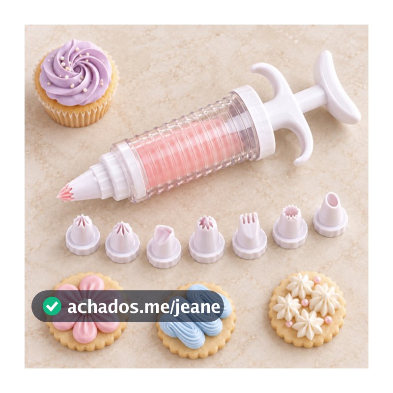 Kit Confeitaria Seringa Decoradora com 8 Bicos Intercambiáveis para Bolos Cupcakes Cookies