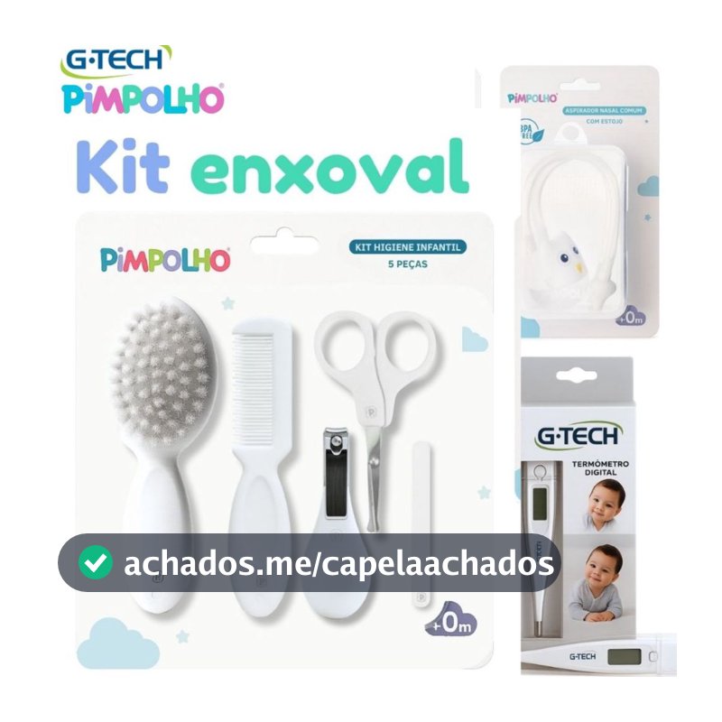 Kit Higiene para bebe 8 Peças Premium  – Com Termômetro G-Tech + Aspirador Nasal c/ Estojo Pimpolho e G-tech