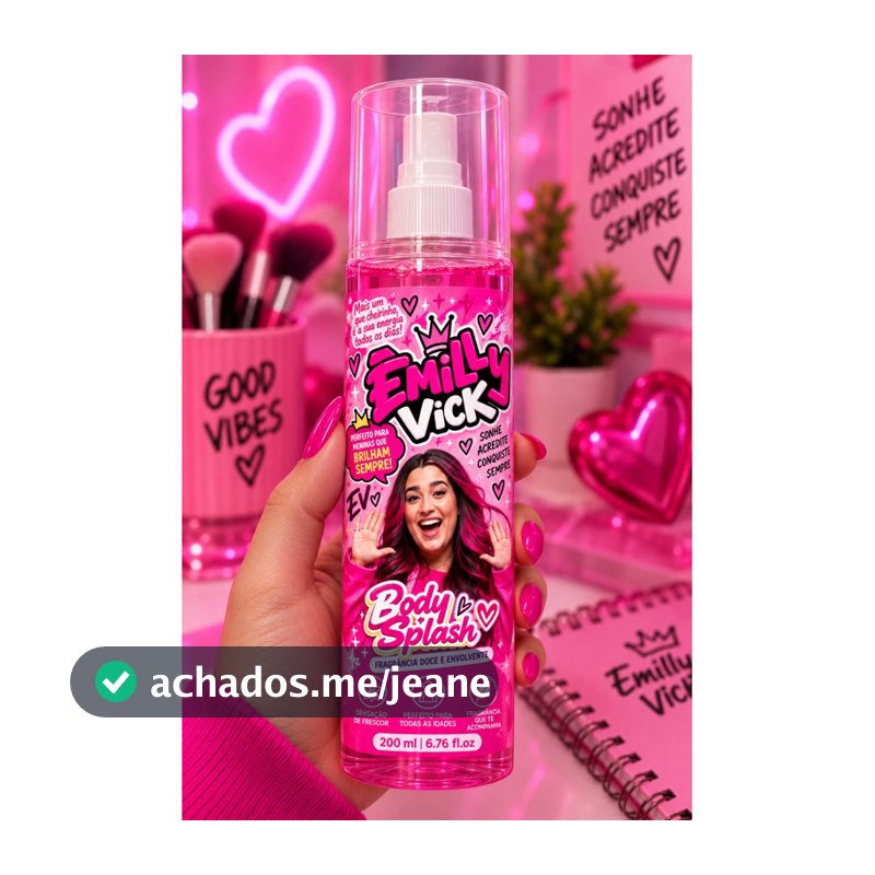 Body Splash Emilly Vick 200ml Dos Rosas Feminino Infantil Adolescente Perfume Colônia Fragrância Lançamento
