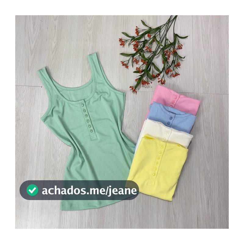 Regata feminina botão blusa amamentação baby look Malha Canelada algodão Conforto Moda Verão