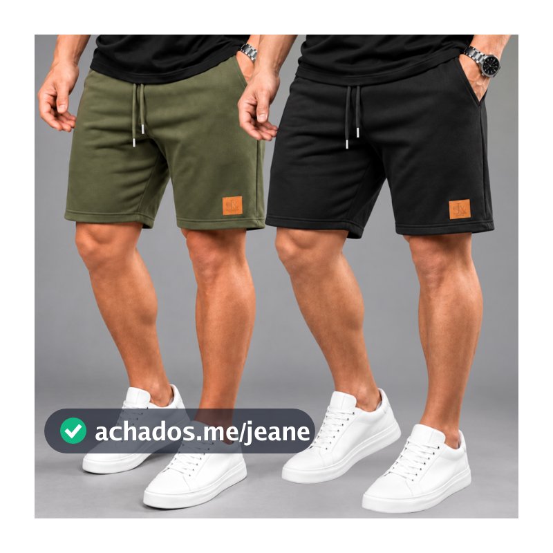 kit 2 Shorts Moletinho Masculino Bermuda Casual Confortável Moletom dia a dia Look Lazer