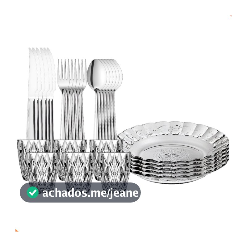 Aparelho De Jantar 30 Peças Pratos Fundos, Copos 300ml e Talheres Inox