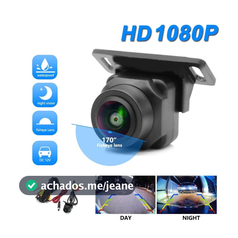 Câmera de Ré com Lente Fisheye CCD de Visão Noturna Starlight HD 1080P para Monitor de Carro Android DVD