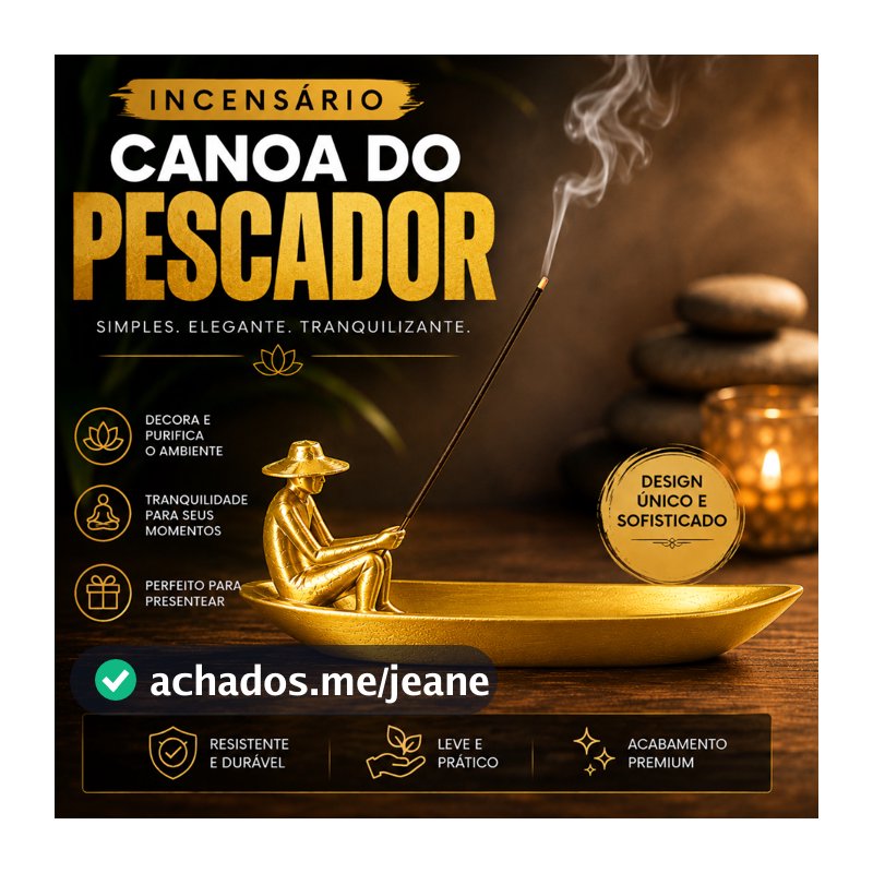 Incensário Porta Incenso Decorativo Canoa com Pescador
