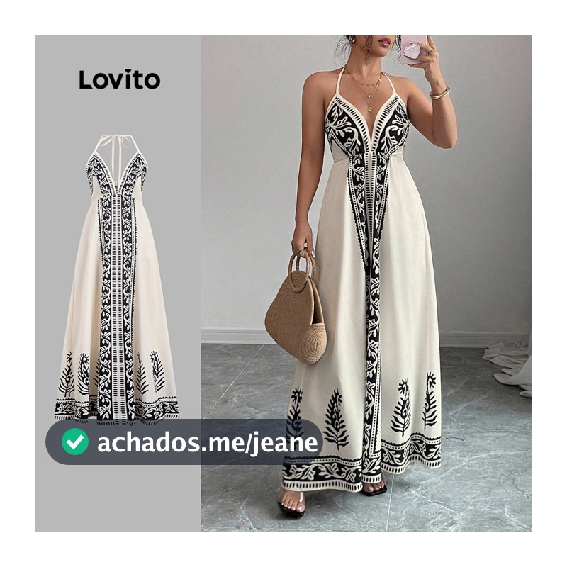 Vestido Feminino Lovito Férias Nacional Sem Costas Vestido Primavera/verão LK3LD389