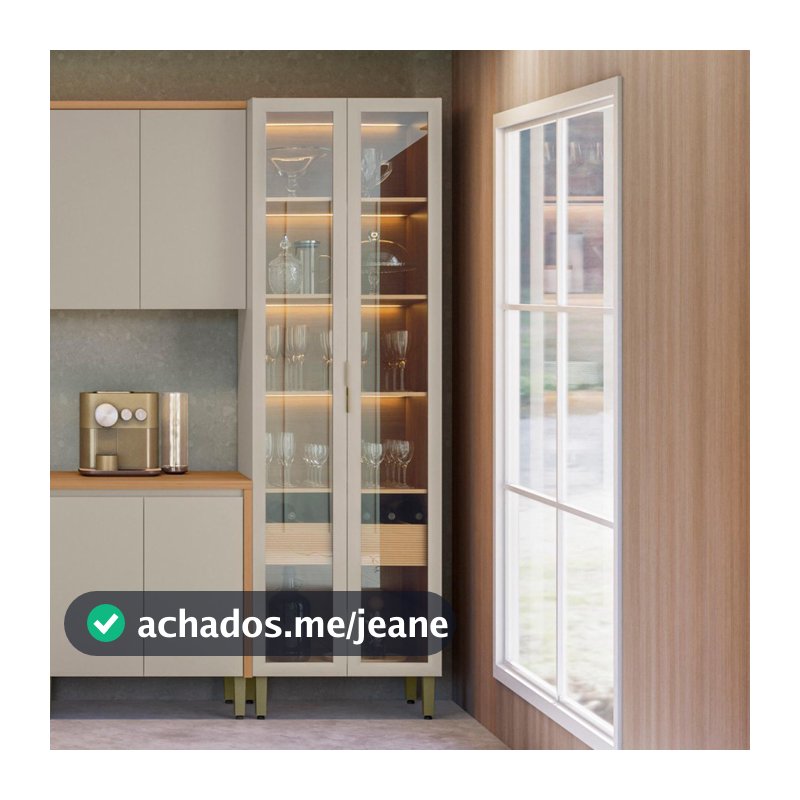 Cristaleira 2 Portas 1 Gaveta e Led Allure Linea Brasil