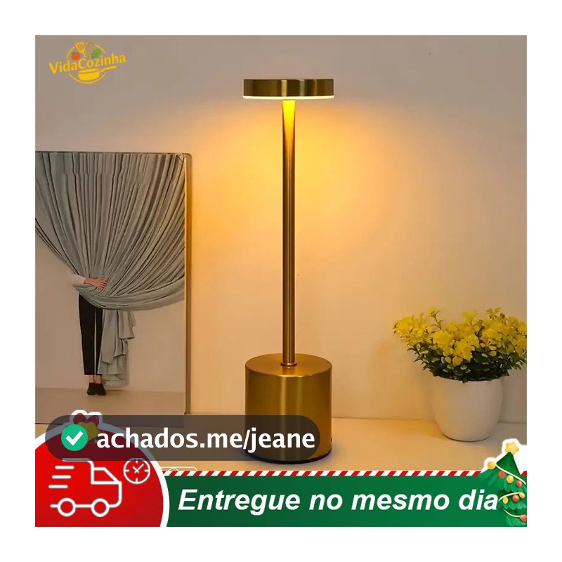 Luminária Abajur de Mesa Candeiro Dumbbell Touch de Quarto Luxuosa 3 Tons de Led