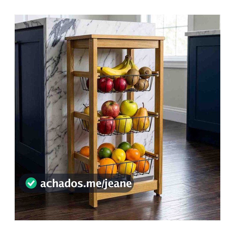 Fruteira Decoração rustica Casa nova Fruteira de cozinha Cesto de madeira Multiuso