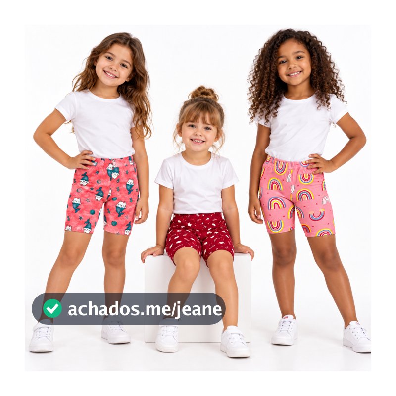 KIT 3 SHORTS INFANTIL COTTON MENINA, BERMUDA CICLISTA  - TAMANHOS 1 AO 12