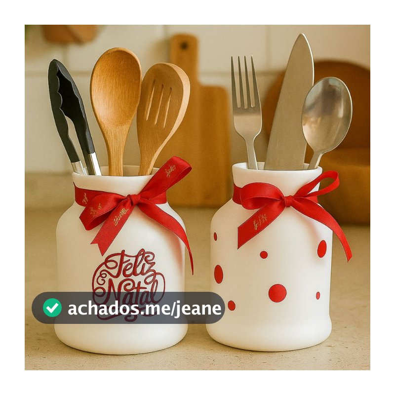 2 Porta Talher Ceramica Resistente Decoração Casa Cozinha Natal