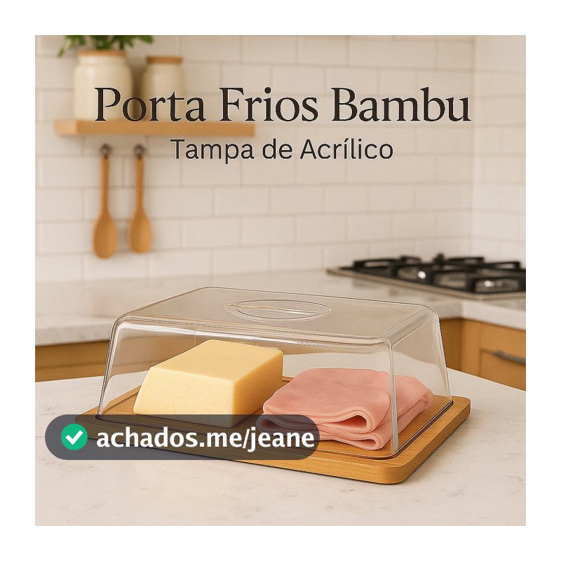 Porta Frios Bambu Tampa De Acrílico Presunto Queijo Mesa Posta Organização Cozinha ENVIO IMEDIATO