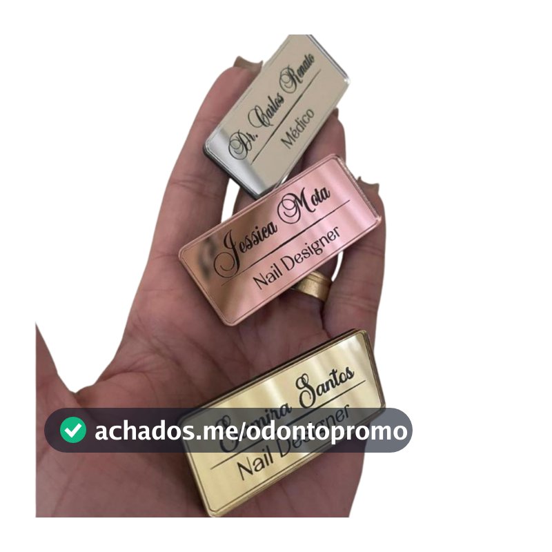 Broche com Nome e Profissão Personalizado Dourado Prata Rose para Jaleco Uniforme