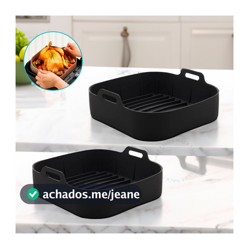 Kit 2 Forma De Silicone Quadrada Air fryer Antiaderente Cesto Silicone Fritadeira Elétrica Grande