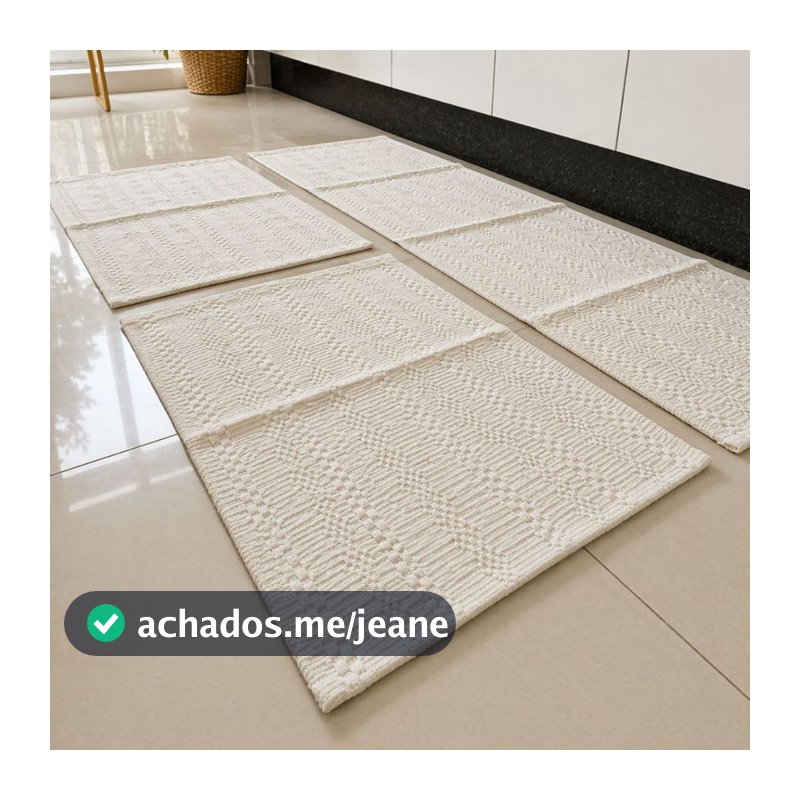 Kit Tapete Passadeira Paris 3 Peças Cozinha Quarto Corredor Algodão Lavável