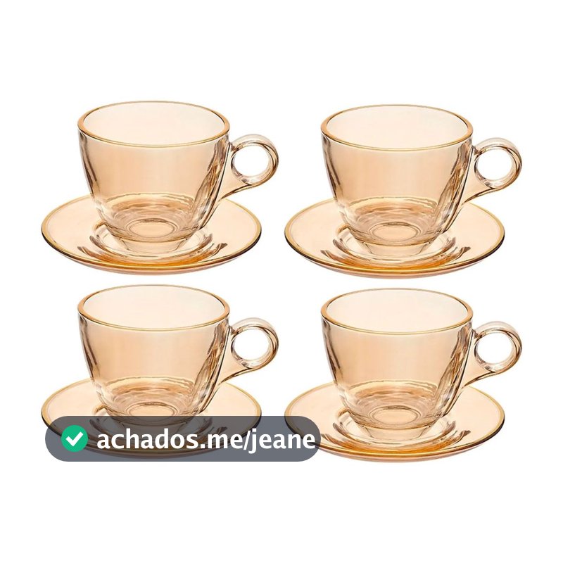 Cj 4 Xícara Menfis em Cristal Âmbar 170ml - Haüskraft