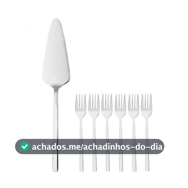 Conjunto 7 Peças Wolff Firenze Aço Inox Espátula de Bolo e 6 Garfos Sobremesa para Servir Doces Tortas Festas Mesa Posta
