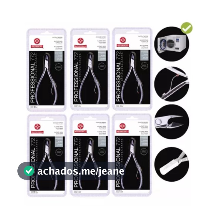 KIT 6 ALICATES DE CUTICULA 772 PRO PREMIUM INOX MUNDIAL