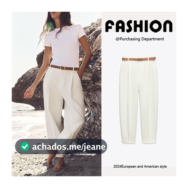 ZA 2026 primavera novo produto feminino All-Match mais magro olhar confortável cinto de correspondência cintura alta tor