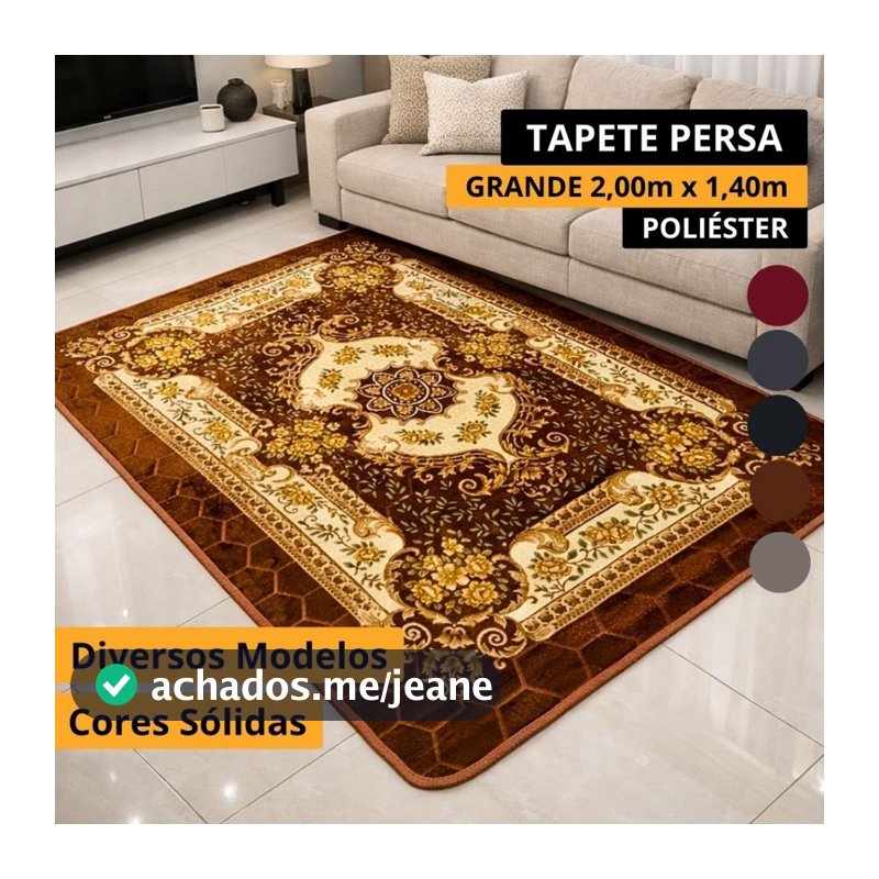 Tapete Grande 2,00m x 1,40m Antiderrapante Floral Tapete Árabe para Sala Quarto grande