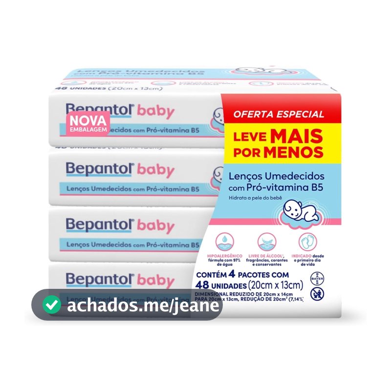 Kit com 4 Lenços Umedecidos Hipoalergênico 48un - Bepantol