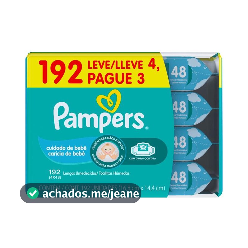 Lenços Umedecidos Pampers Cheirinho de Bebê 192 Unidades