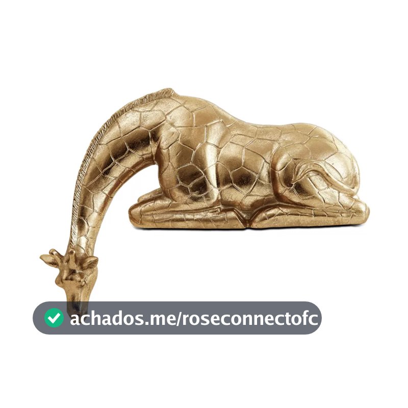 Escultura Girafa Em Polirresina Dourado 17458 Mart