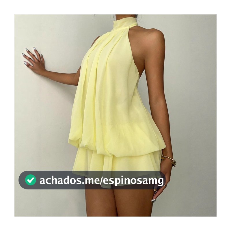 Vestido de Férias Elegante e Sexy, Sem Costas, Decote Halter, Cintura com Laço, Versátil, em Cor Sólida