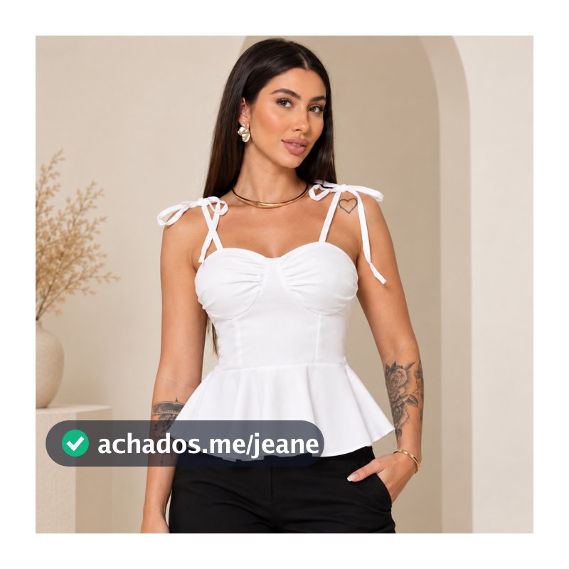 Blusa Feminina Peplum com Alçinhas de Amarrar