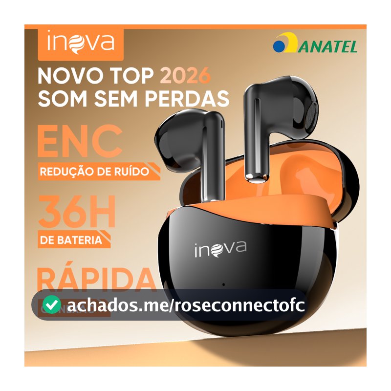 INOVA Fones Bluetooth Grave Profundo 36h Bateria ENC 13mm Driver Conforto Perfeito