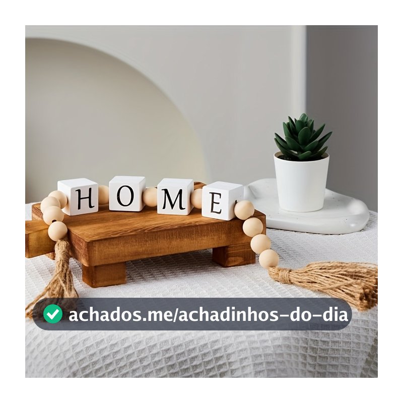 Colar de Mesa Decorativo em Madeira Bege Minimalista Rústico e Sofisticado